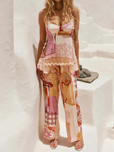 Tie Back Printed Cami and Pants Set Multicolor OutfitFlow