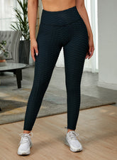 Textured High Waist Active Leggings Black OutfitFlow