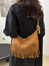 Fringe Knotted Strap Shoulder Bag Caramel One Size OutfitFlow