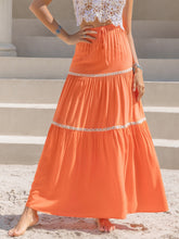 High Waist Maxi Tiered Skirt Orange OutfitFlow
