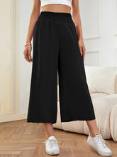 Elastic Waist Wide Leg Pants Black OutfitFlow