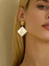 Square Shape Drop Earrings Gold One Size OutfitFlow