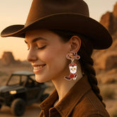 18K Gold-Plated Cowboy Hat Boots Dangle Earrings Red onesize OutfitFlow
