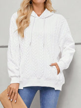 Drawstring Long Sleeve Hoodie with Pockets White OutfitFlow