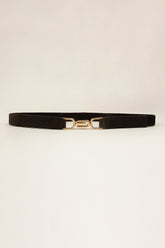 Alloy Buckle Elastic Belt Black One Size OutfitFlow