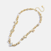 Rhinestone 14K Gold-Plated Beaded Necklace Gold One Size OutfitFlow