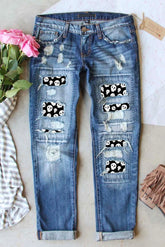 Distressed Skeleton Pattern Jeans with Pockets Medium OutfitFlow