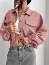 Collared Neck Dropped Shoulder Jacket Pale Blush OutfitFlow