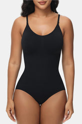 Spaghetti Strap Tummy Control Bodysuit Black Briefs OutfitFlow
