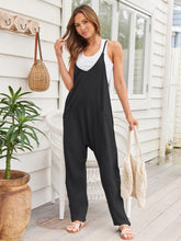 V-Neck Spaghetti Strap Jumpsuit Black OutfitFlow