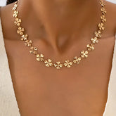 18K Gold-Plated Alloy Flower Chain Necklace Gold One Size OutfitFlow