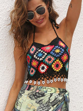 Geometric Halter Neck Swim Top Black One Size OutfitFlow