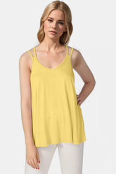 Basic Bae Bamboo Scoop Neck Double Spaghetti Straps Cami Light Yellow OutfitFlow