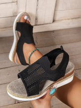 Open Toe Woven Wedge Sandals Black OutfitFlow