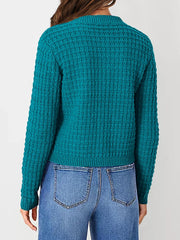 Textured Knit Button-Front Cardigan OutfitFlow