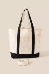 Fame Contrast Trim Tote Bag BK One Size OutfitFlow