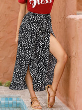 Perfee Slit Polka Dot Wide Leg Pants Black OutfitFlow