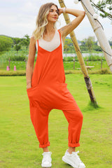 Double Take Full Size Sleeveless V-Neck Pocketed Jumpsuit OutfitFlow
