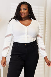 Double Take V-Neck Dropped Shoulder Blouse White OutfitFlow