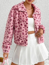 Leopard Zip Up Long Sleeve Furry Jacket Blush Pink OutfitFlow