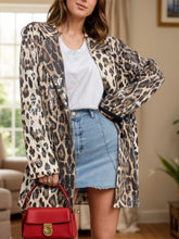Leopard Lapel Collar Long Sleeve Longline Blazer Leopard OutfitFlow