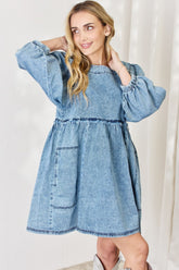 HEYSON Full Size Oversized Denim Babydoll Dress DENIM OutfitFlow