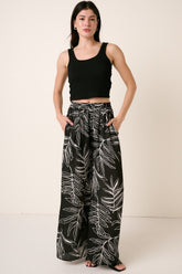 Mittoshop Printed Wide Leg Pants Black OutfitFlow