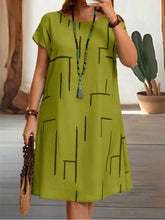 Plus Size Round Neck Short Sleeve Dress Lime OutfitFlow