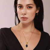 18K Gold-Plated Stainless Steel Necklace with Teardrop Pendant Gold One Size OutfitFlow