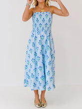 Floral Smocked Midi Cami Dress Blue OutfitFlow