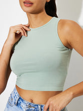 Round Neck Cropped Tank Sage OutfitFlow