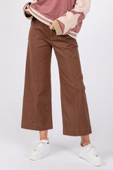SAGE + FIG Wide Leg Cropped Pants Mocha OutfitFlow
