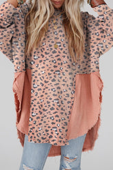 Textured Leopard Dropped Shoulder Blouse Blush Pink OutfitFlow