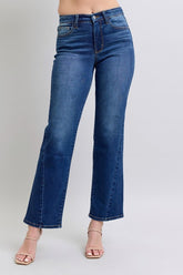 Judy Blue Full Size Side Seam Detail Straight Jeans with Pockets Medium OutfitFlow
