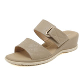 Open Toe Wedge Sandals Khaki OutfitFlow