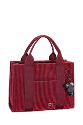 David Jones Corduroy Handbag Bag with Charm Details WINDSOR WINE One Size OutfitFlow