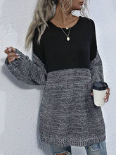 Color Block Long Sleeve Oversized Sweater Black OutfitFlow