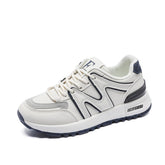 Round Toe Lace Up Athletic Sneakers Navy OutfitFlow