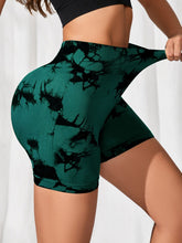 Tie-Dye High Waist Active Shorts Dark Green OutfitFlow