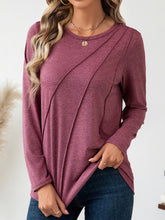 Round Neck Long Sleeve T-Shirt Dusty Pink OutfitFlow