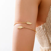 18K Gold-Plated Leaf Open Cuff Bracelet Gold onesize OutfitFlow
