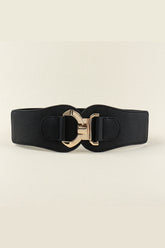 Alloy Buckle Elastic Belt Black One Size OutfitFlow