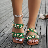 Open Toe Flats Sandals Green OutfitFlow