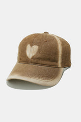 Heart Cotton Baseball Cap Caramel One Size OutfitFlow
