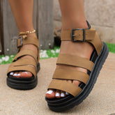 Open Toe Platform Buckle Sandals Tangerine OutfitFlow