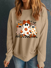 Halloween Ghost Graphic Drop Shoulder Sweatshirt Camel OutfitFlow