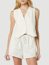 Button Up V-Neck Top and Pocketed Shorts Set White OutfitFlow