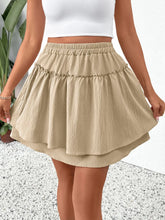 Elastic Waist Layered Skirt Tan OutfitFlow