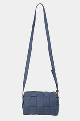 Fame Woven Crossbody Bag with Adjustable Strap Dusty Blue One Size OutfitFlow
