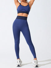 Scoop Neck Cami and High Waist Leggings Active Set Dark Blue OutfitFlow